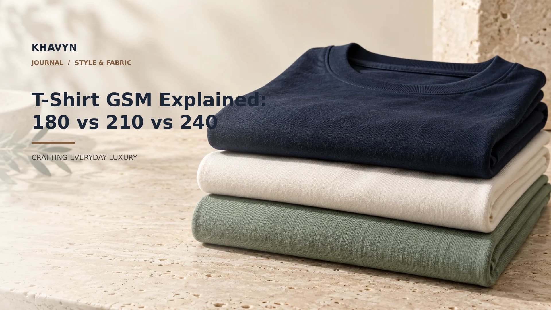 Comparison of premium 210 GSM and 240 GSM cotton T-shirt fabric weights