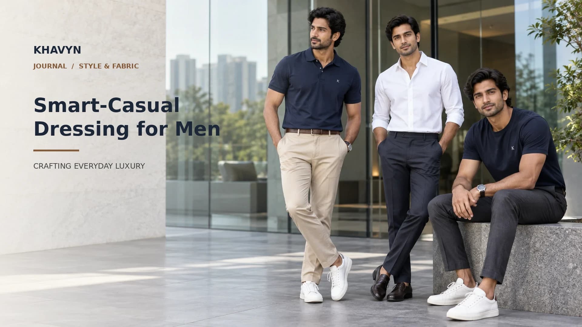 Indian male model wearing premium smart casual KHAVYN outfit